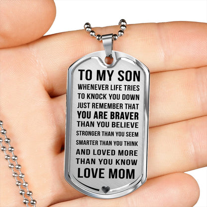 Jewelry Luxury Dog Tag; Son Gift from Mom