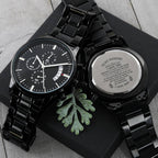 Jewelry Never forget that I love you; Husband Gift, Personalized Black Chronograph Watch