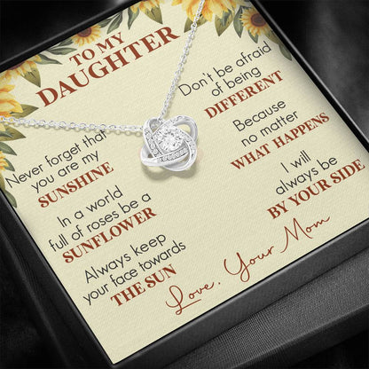 Jewelry Never Forget that you are My Sunshine; Love Knot Necklace Gift for Daughter