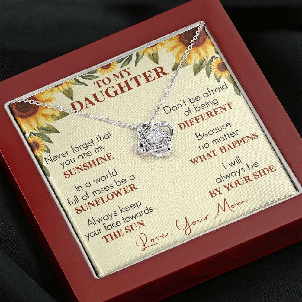Jewelry Never Forget that you are My Sunshine; Love Knot Necklace Gift for Daughter