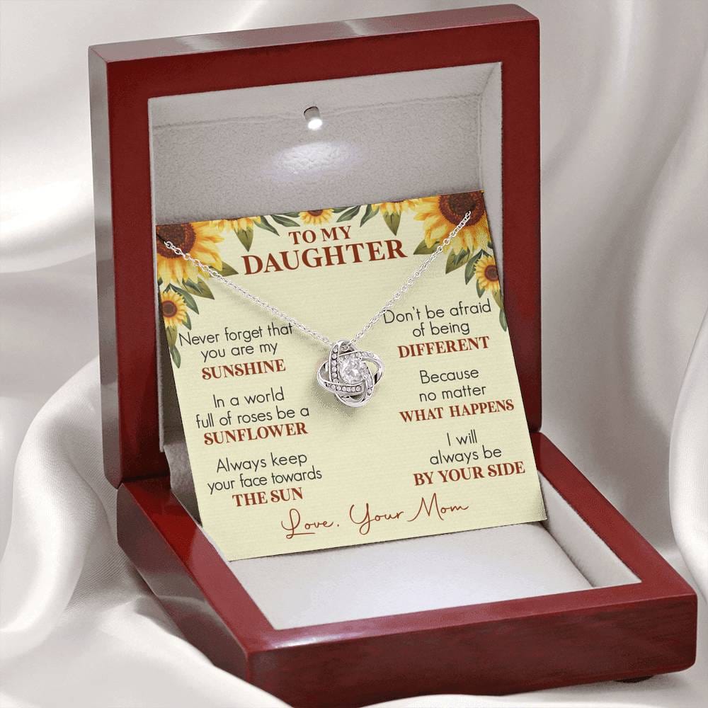 Jewelry Never Forget that you are My Sunshine; Love Knot Necklace Gift for Daughter