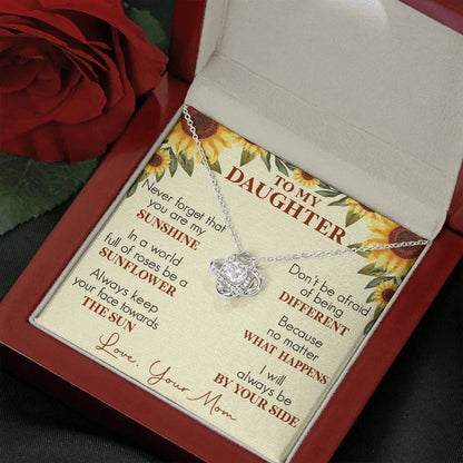 Jewelry Never Forget that you are My Sunshine; Love Knot Necklace Gift for Daughter
