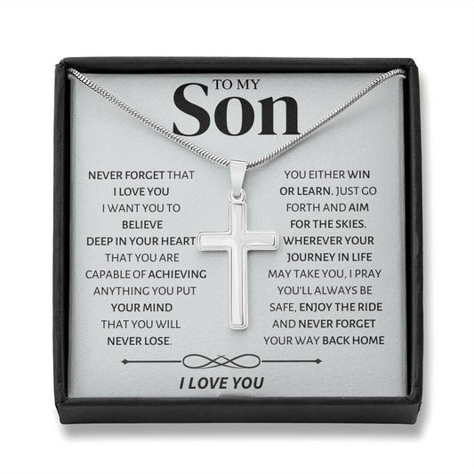 Jewelry Never Forget Your Way Back Home; Son Cross Necklace Gift