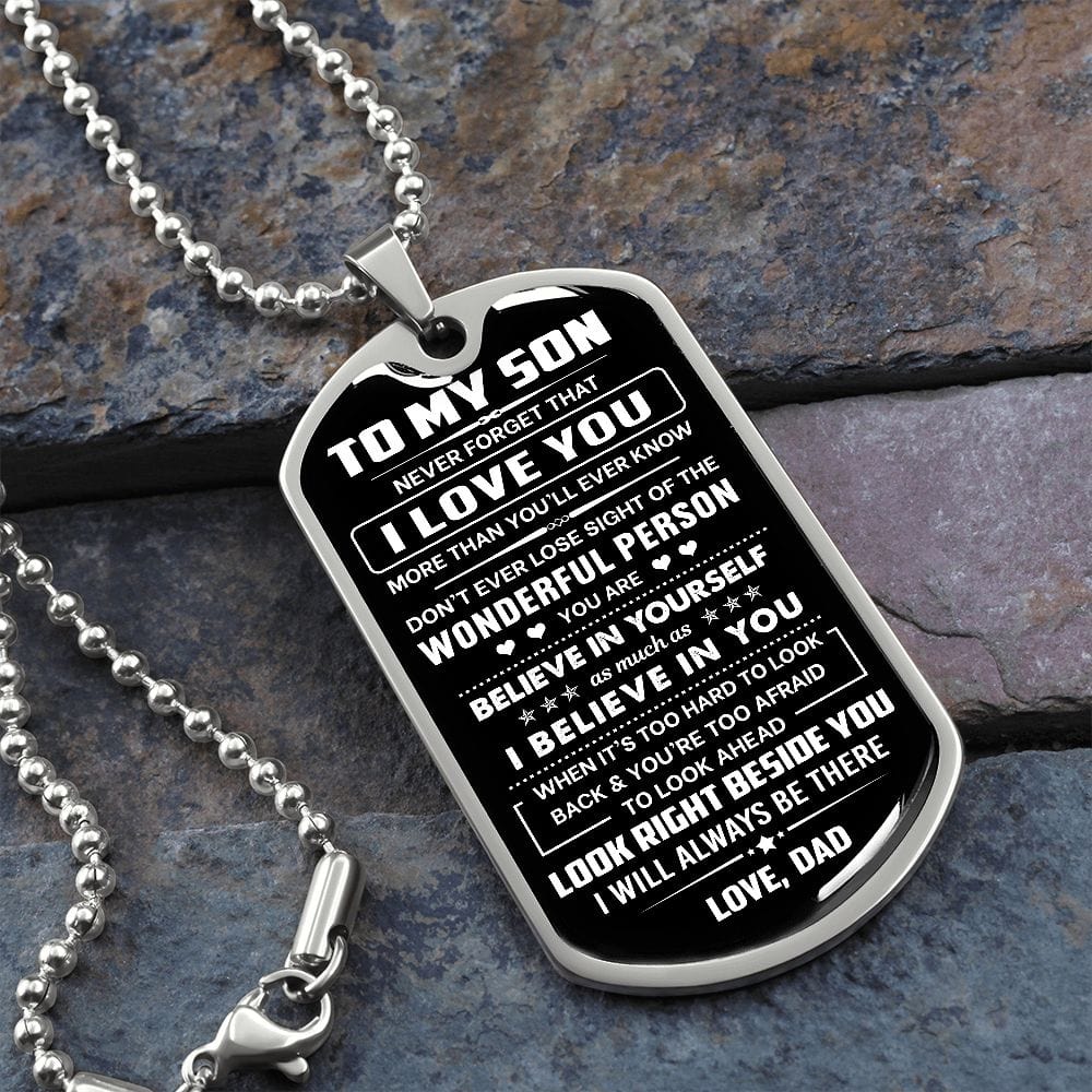 Jewelry Son Gift-From Dad-Dog Tag Necklace