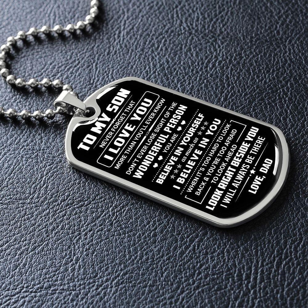 Jewelry Son Gift-From Dad-Dog Tag Necklace