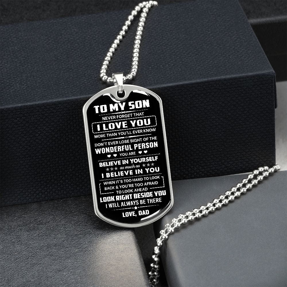 Jewelry Son Gift-From Dad-Dog Tag Necklace