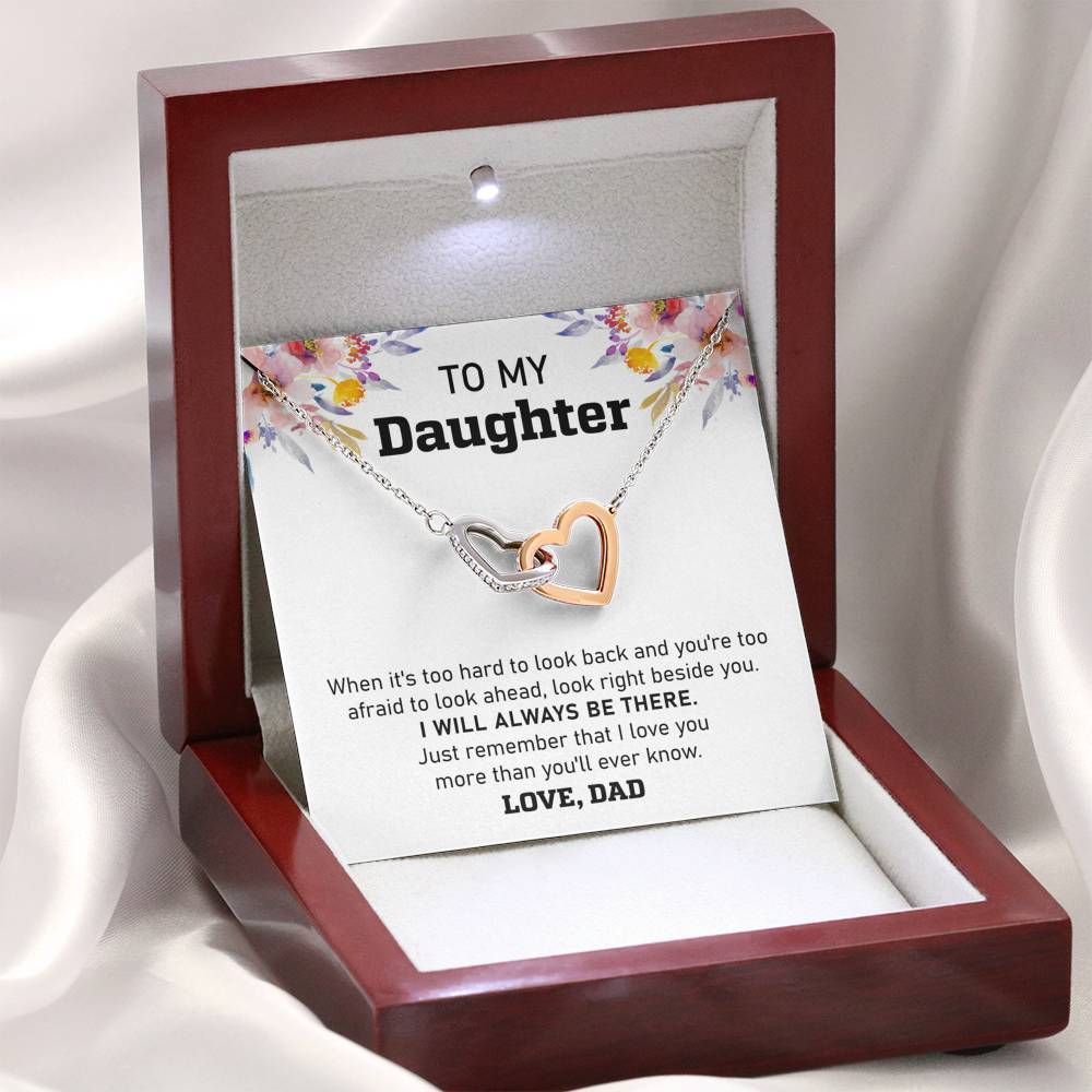 Daddy will always be there for her daughter- Interlocking Hearts Necklace - Family Love Tree