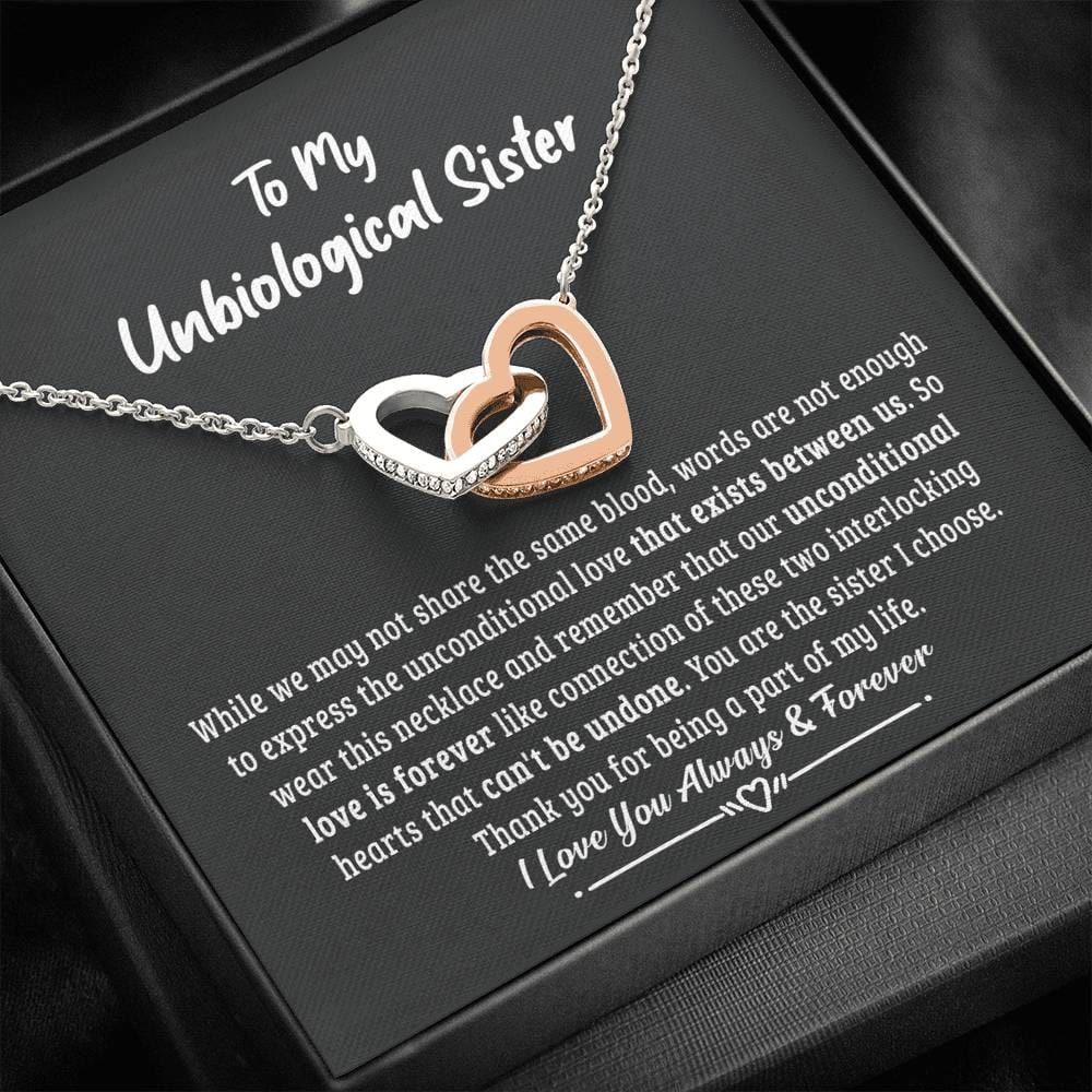 Jewelry Unbiological Sister Unconditional Love; Interlocking Hearts Necklace Gift