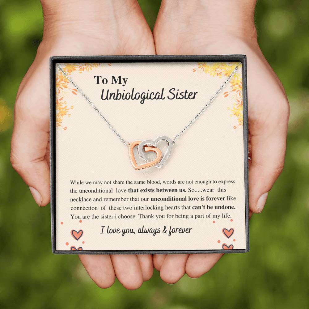 Jewelry Unbiological sister unconditional love; Interlocking hearts necklace