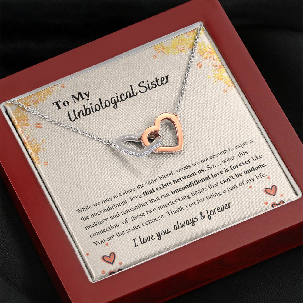 Jewelry Unbiological sister unconditional love; Interlocking hearts necklace