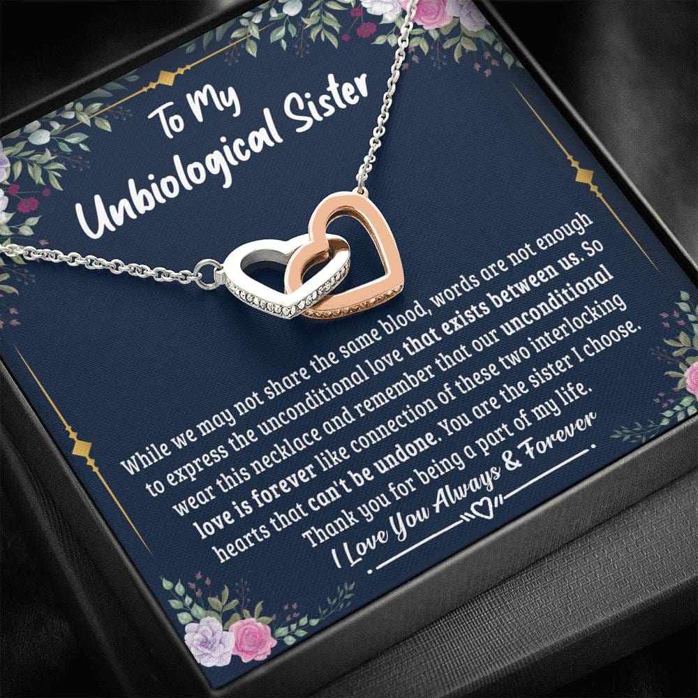 Jewelry Unbiological Sister Unconditional Love is Forever; Interlocking Hearts Necklace Gift