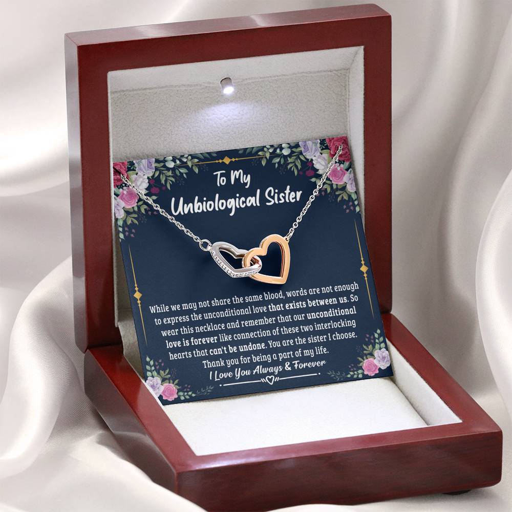 Jewelry Unbiological Sister Unconditional Love is Forever; Interlocking Hearts Necklace Gift