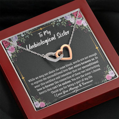 Jewelry Unbiological Sister Unconditional Love is Forever; Interlocking Hearts Necklace Gift