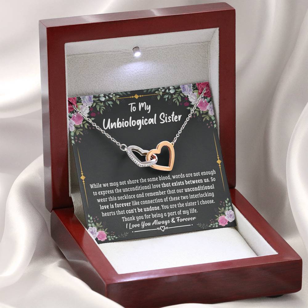 Jewelry Unbiological Sister Unconditional Love is Forever; Interlocking Hearts Necklace Gift