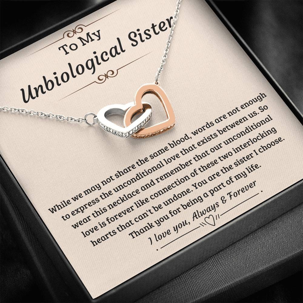 Jewelry Unbiological Sister Unconditional Love is Forever; Interlocking Hearts Necklace Gift