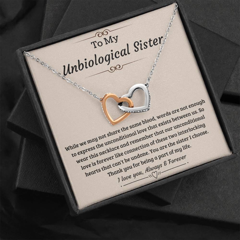 Jewelry Unbiological Sister Unconditional Love is Forever; Interlocking Hearts Necklace Gift