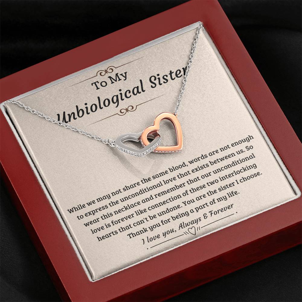 Jewelry Unbiological Sister Unconditional Love is Forever; Interlocking Hearts Necklace Gift