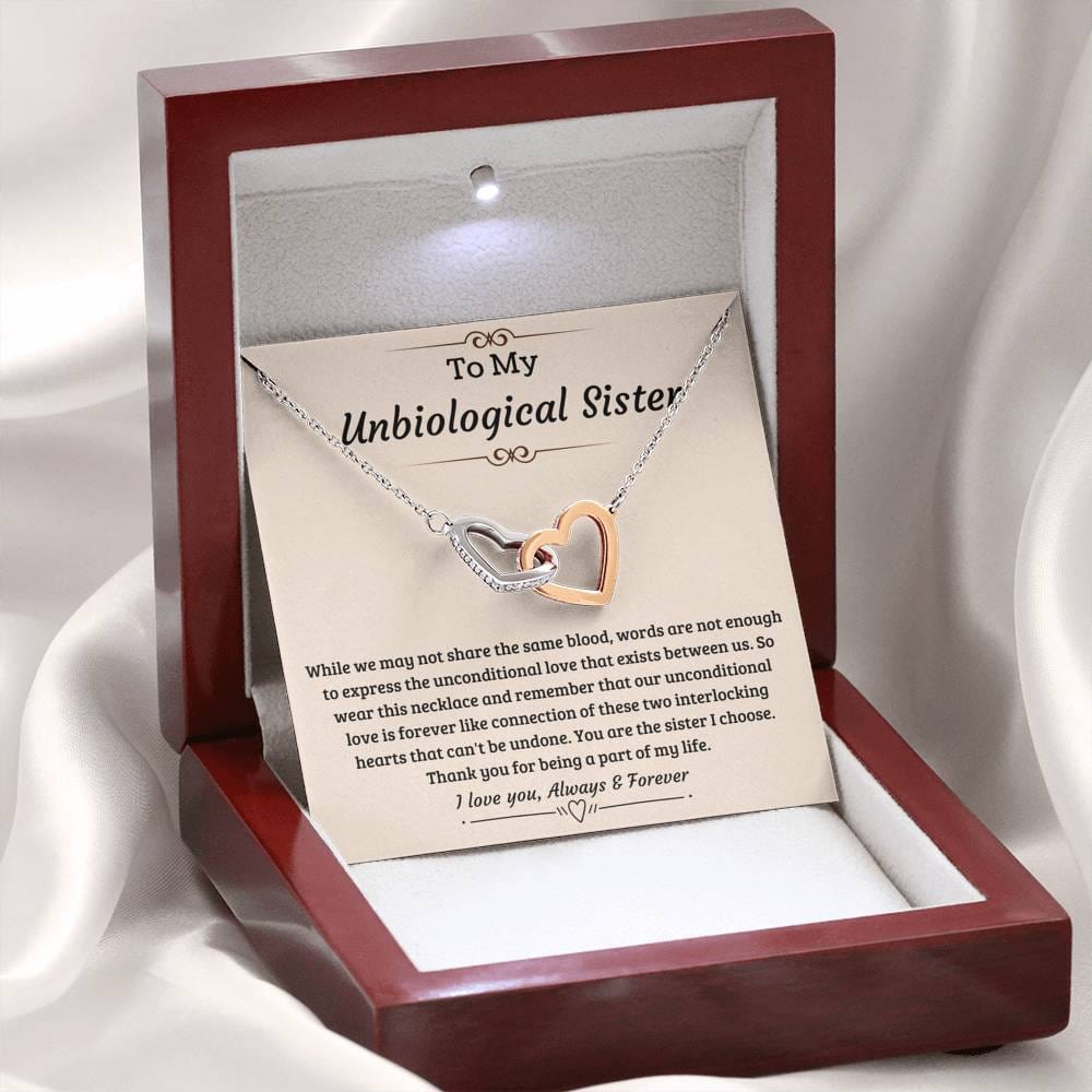 Jewelry Unbiological Sister Unconditional Love is Forever; Interlocking Hearts Necklace Gift