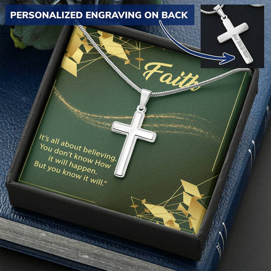 Jewelry Wear Your Faith; It's all about believing, Personalized Cross Necklace