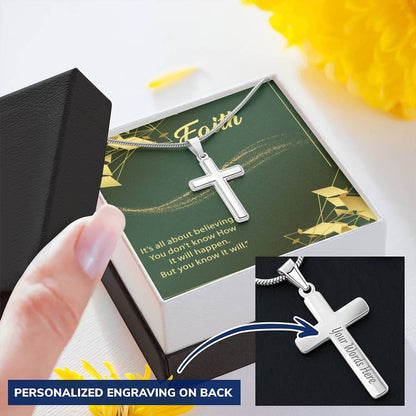 Jewelry Wear Your Faith; It's all about believing, Personalized Cross Necklace